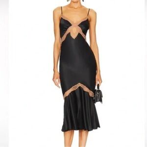 Cami NYC Black Midi Dress with Tan Lace size 4